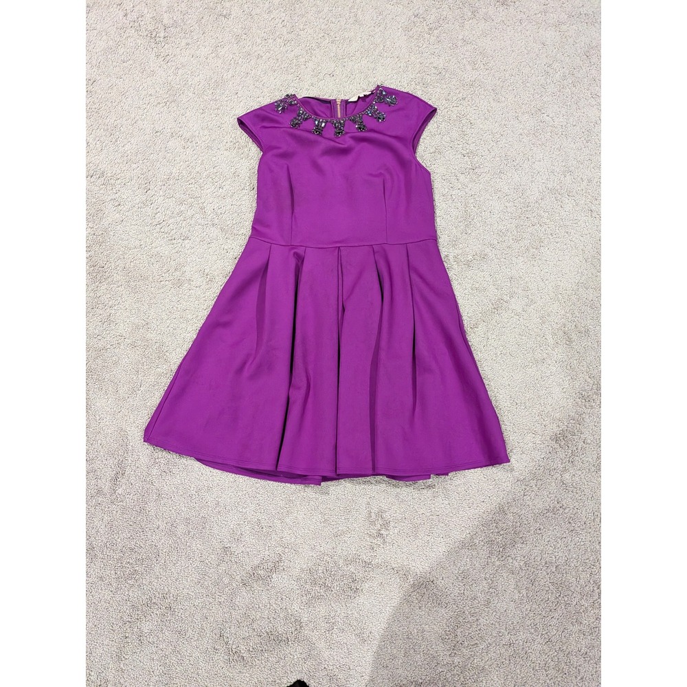 Ted Baker London Purple Jadore Embellished Fit Flare Dress‎ Size 5 US 12